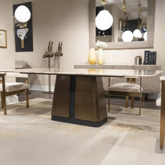 Compass Marble Pedestal Dining Table- Variation Available